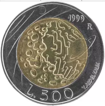 Монета 500 лир Сан-Марино 1999 года Биметалл Вселенная