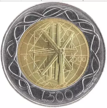 Монета 500 лир Сан-Марино 2000 года Биметалл