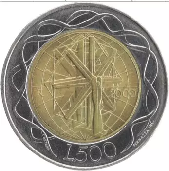 Монета 500 лир Сан-Марино 2000 года Биметалл Труд