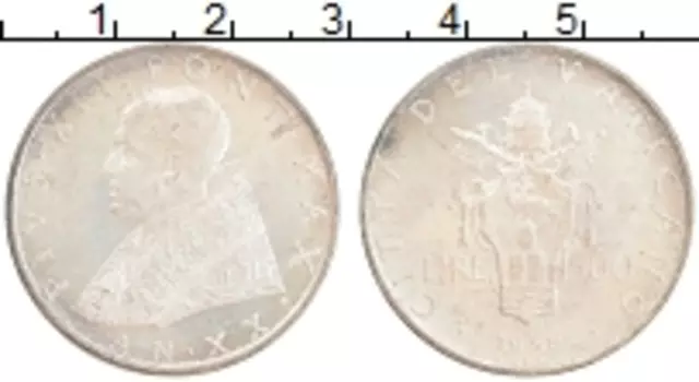 Монета 500 лир Ватикана 1958 года Серебро Пий XII