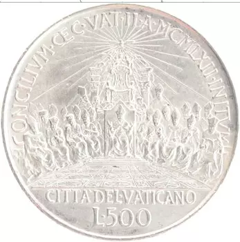 Монета 500 лир Ватикана 1962 года Серебро Иоанн XXIII