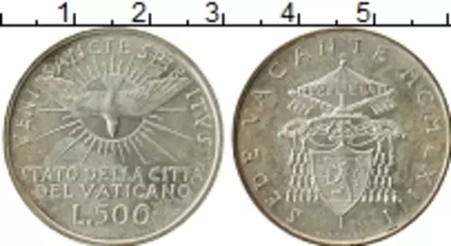 Монета 500 лир Ватикана 1963 года Серебро Вакантный престол