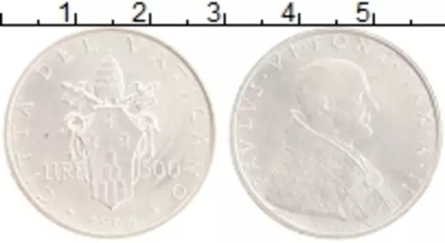 Монета 500 лир Ватикана 1964 года Серебро Павел VI