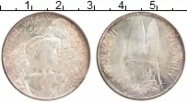 Монета 500 лир Ватикана 1966 года Серебро Павел VI