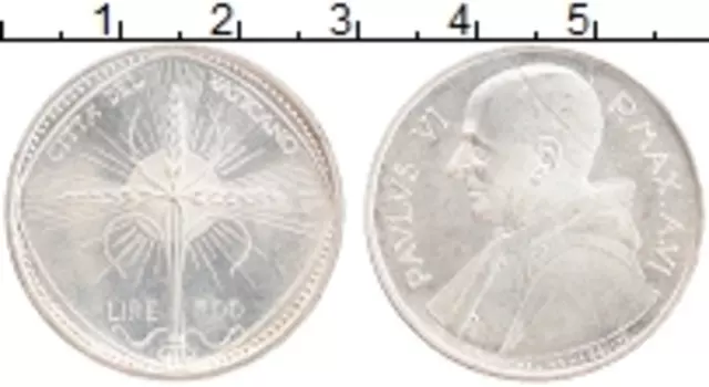 Монета 500 лир Ватикана 1968 года Серебро Павел VI