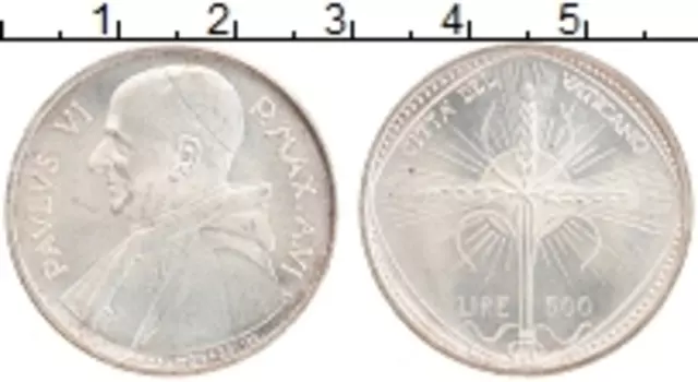 Монета 500 лир Ватикана 1968 года Серебро Павел VI