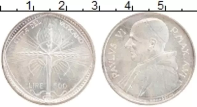 Монета 500 лир Ватикана 1968 года Серебро Павел VI