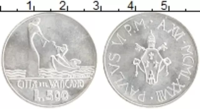 Монета 500 лир Ватикана 1978 года Серебро Павел VI