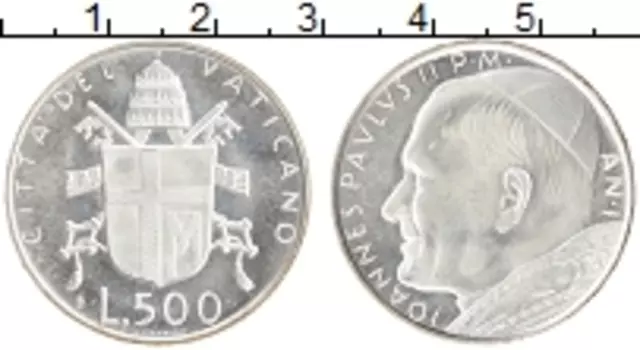 Монета 500 лир Ватикана 1979 года Серебро Иоанн Павел II