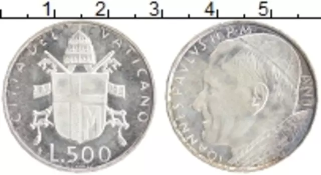 Монета 500 лир Ватикана 1979 года Серебро Иоанн Павел II