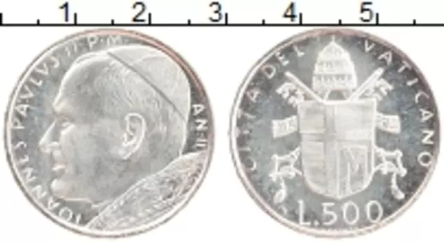 Монета 500 лир Ватикана 1980 года Серебро Иоанн Павел II