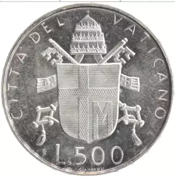Монета 500 лир Ватикана 1980 года Серебро Иоанн Павел II