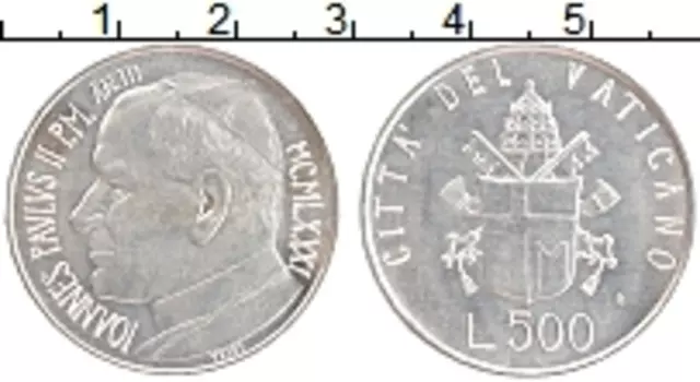 Монета 500 лир Ватикана 1981 года Серебро Иоанн Павел II