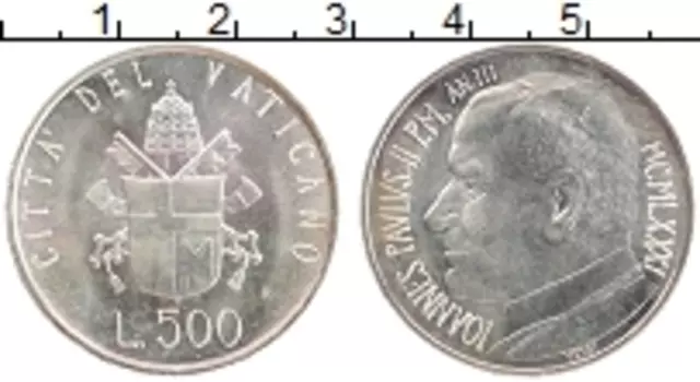 Монета 500 лир Ватикана 1981 года Серебро Иоанн Павел II