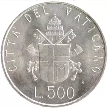 Монета 500 лир Ватикана 1981 года Серебро Иоанн Павел II