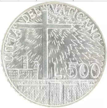 Монета 500 лир Ватикана 1991 года Серебро Иоанн Павел II