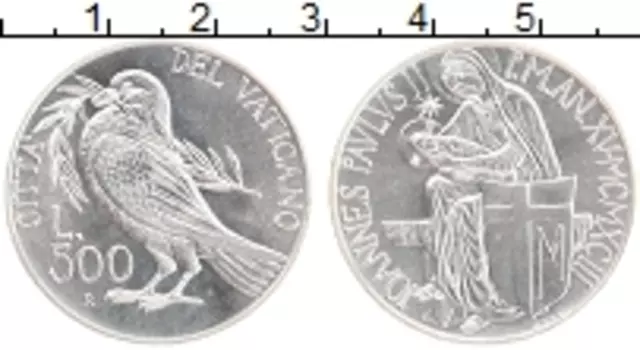 Монета 500 лир Ватикана 1993 года Серебро Иоанн Павел II