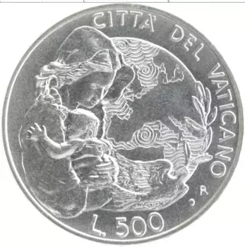 Монета 500 лир Ватикана 1995 года Серебро Иоанн Павел II