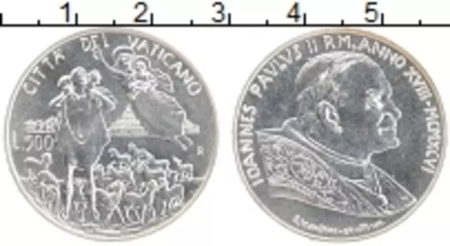 Монета 500 лир Ватикана 1996 года Серебро Иоанн Павел II