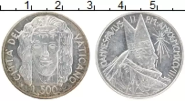 Монета 500 лир Ватикана 1997 года Серебро Иоанн Павел II
