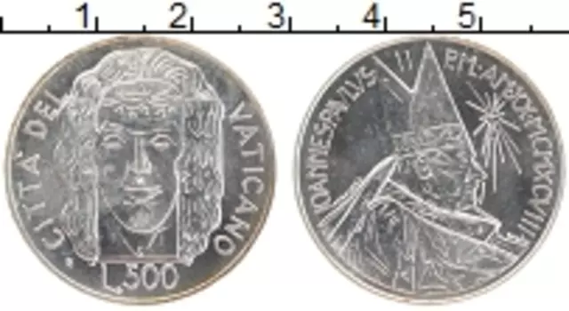 Монета 500 лир Ватикана 1998 года Серебро 20-й год правления Иоанна Павла II