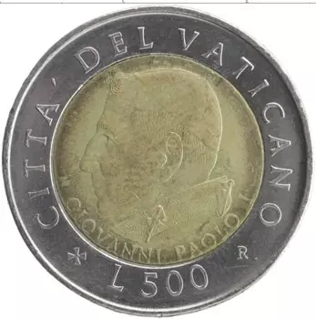 Монета 500 лир Ватикана 2001 года Биметалл Джованни Паоло I