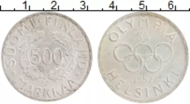 Монета 500 марок Финляндии 1952 года Серебро Олимпийские игры