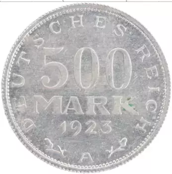 Монета 500 марок Веймарской республики 1923 года Алюминий А