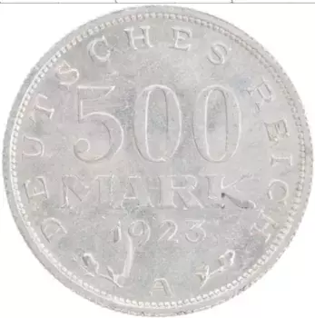 Монета 500 марок Веймарской республики 1923 года Алюминий A