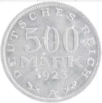 Монета 500 марок Веймарской республики 1923 года Алюминий A