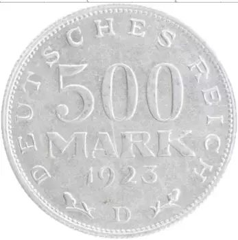 Монета 500 марок Веймарской республики 1923 года Алюминий D
