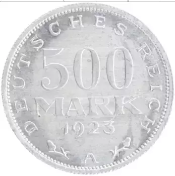 Монета 500 марок Веймарской республики 1923 года Алюминий А