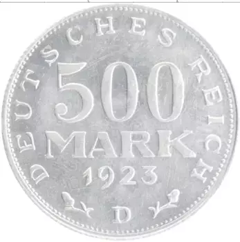 Монета 500 марок Веймарской республики 1923 года Алюминий D