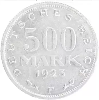 Монета 500 марок Веймарской республики 1923 года Алюминий F
