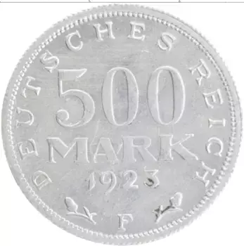 Монета 500 марок Веймарской республики 1923 года Алюминий F