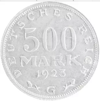 Монета 500 марок Веймарской республики 1923 года Алюминий G