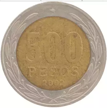 Монета 500 песо Чили 2002 года Биметалл Кардинал Пауль Силвьа