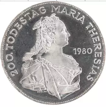 Монета 500 шиллингов Австрии 1980 года Серебро 200 лет со дня смерти Марии Терезии