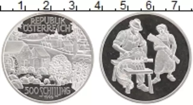 Монета 500 шиллингов Австрии 1996 года Серебро Горный регион
