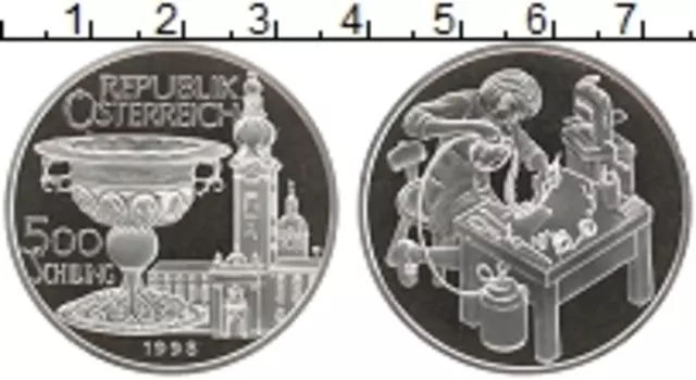 Монета 500 шиллингов Австрии 1998 года Серебро Золотая чаша
