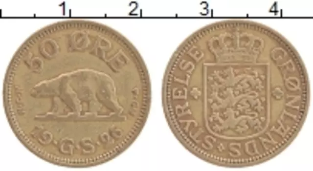 Монета 50 эре Гренландии 1926 года Бронза