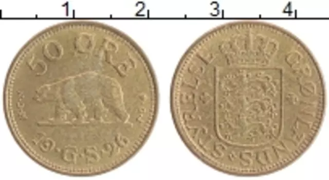 Монета 50 эре Гренландии 1926 года Бронза