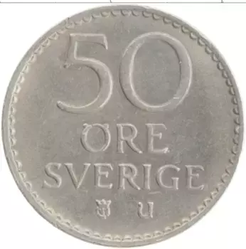 Монета 50 эре Швеции 1966 года Медно-никель Карл VI Адольф