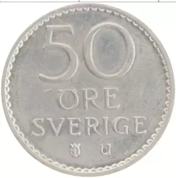 Монета 50 эре Швеции 1973 года Медно-никель Густав VI Адольф
