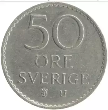 Монета 50 эре Швеции 1973 года Медно-никель Густав VI Адольф