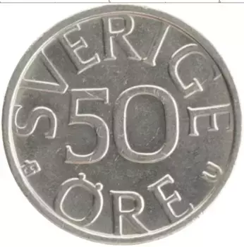Монета 50 эре Швеции 1976 года Медно-никель Карл XVI Густав