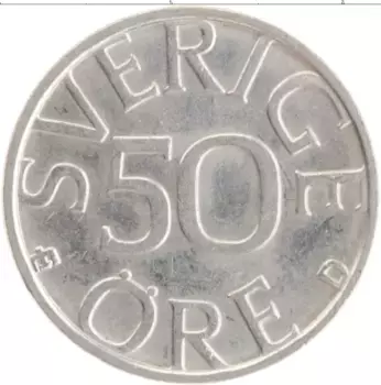 Монета 50 эре Швеции 1990 года Медно-никель Карл XVI Густав