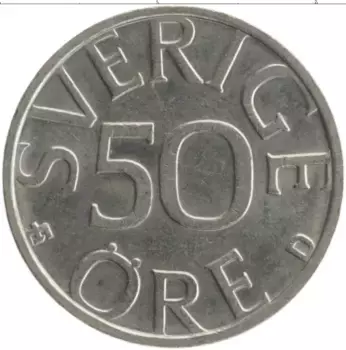 Монета 50 эре Швеции 1990 года Медно-никель Карл XVI Густав