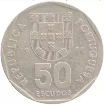 Монета 50 эскудо Португалии 1988 года Медно-никель