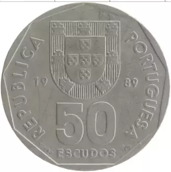 Монета 50 эскудо Португалии 1989 года Медно-никель